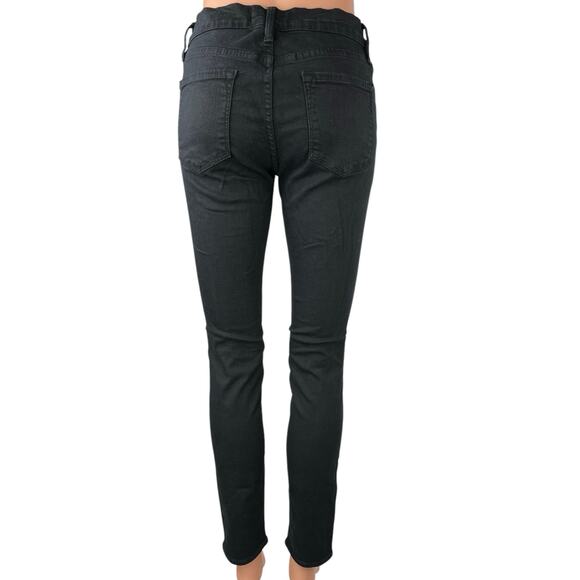 Frame Le Skinny de Jeanne Black Distressed Mid Rise Stretch Ankle Denim Jeans 27 - Picture 3 of 7